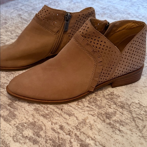 Lucky Brand Shoes - Lucky Brand Taupe Perforated Leather Ankle Booties